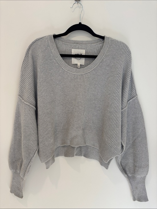 aerie Sweaters - Aerie beyond crop Light Gray Ribbed Scoop-Neck Knit Sweater